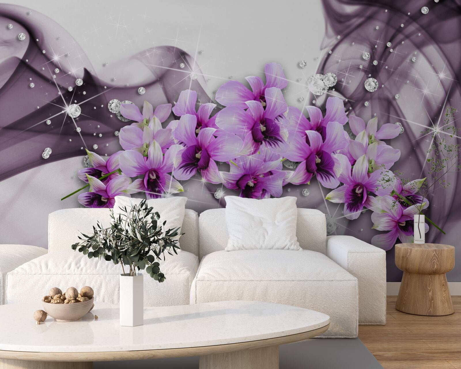 Fototapeta kamienky a fialové kvety