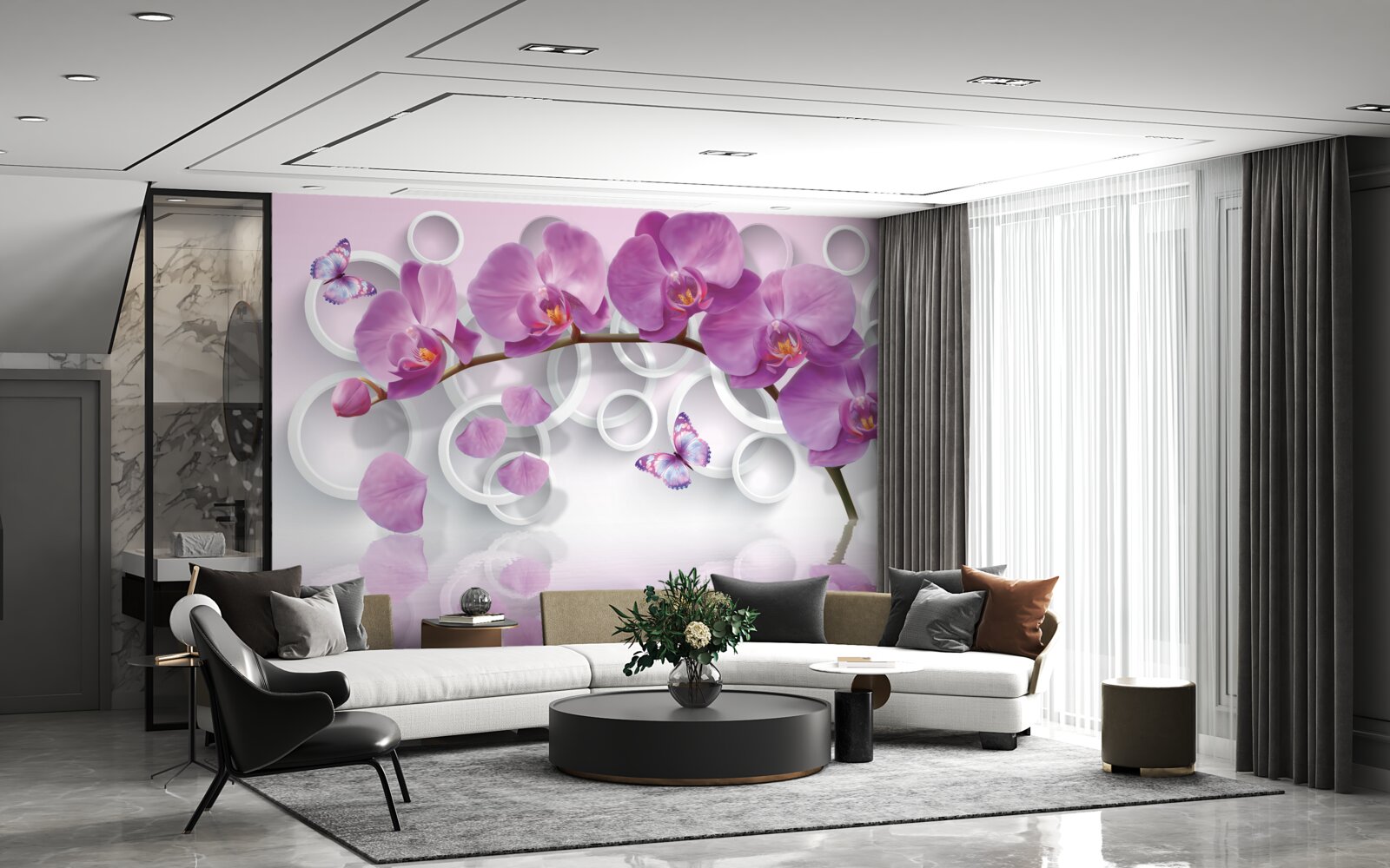 Fototapeta fialové orchidey na svetlom pozadí