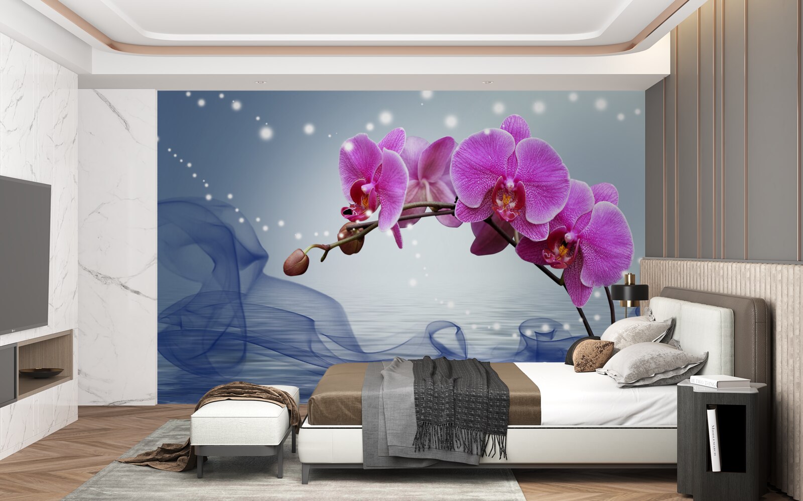 Fototapeta Stonka nádhernej orgovánovej orchidey