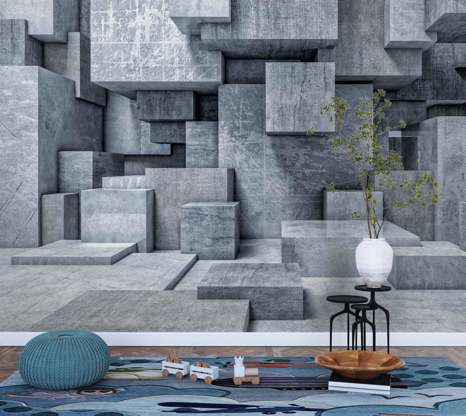 Fototapeta miestnosť s geometrickými tvarmi vo forme štvorcov