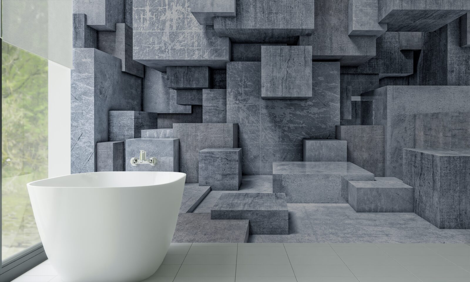 Fototapeta miestnosť s geometrickými tvarmi vo forme štvorcov