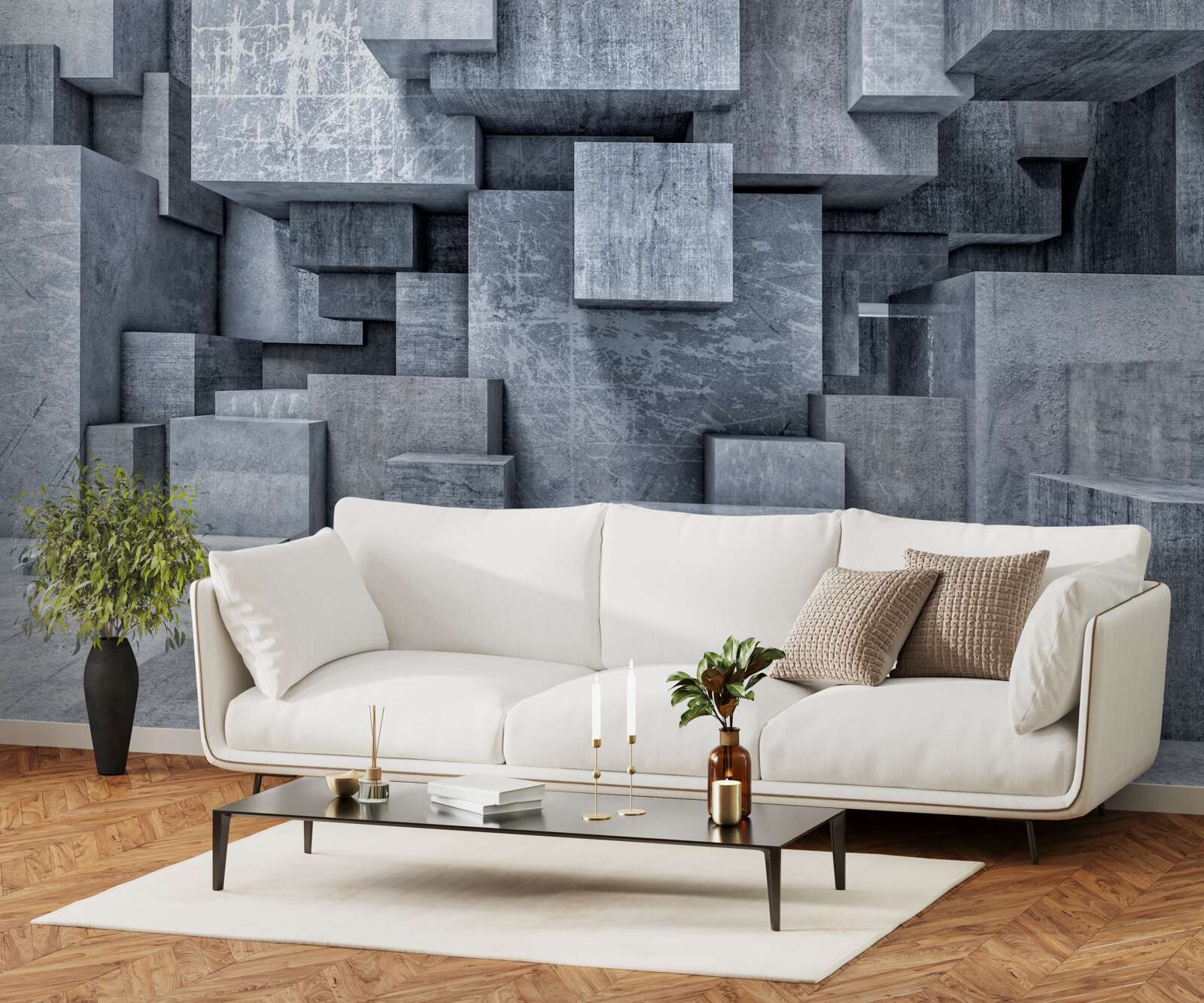 Fototapeta miestnosť s geometrickými tvarmi vo forme štvorcov