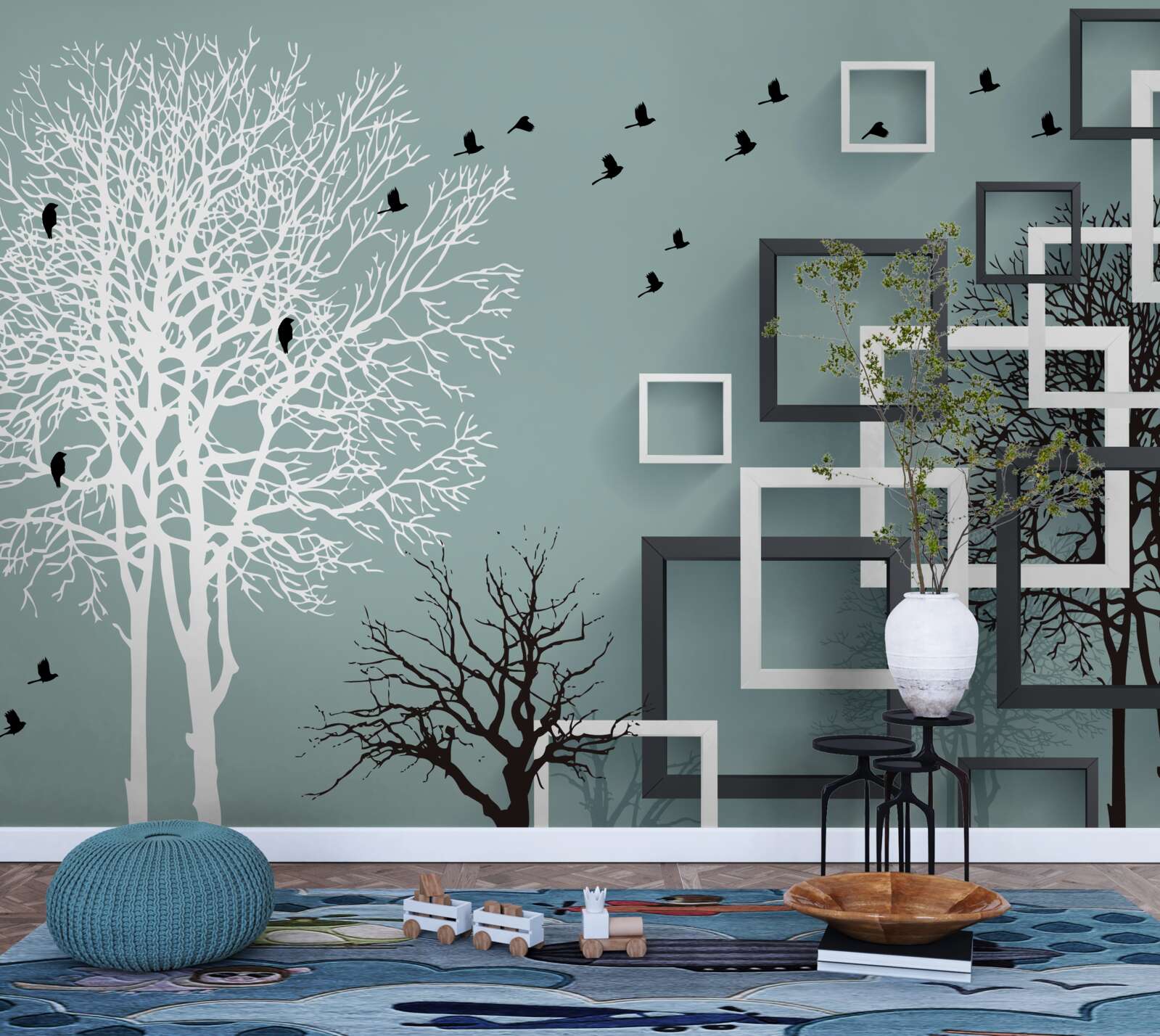 Fototapeta stromy, ktoré padali v zime a vtáky, ktoré odleteli do teplejších oblastí