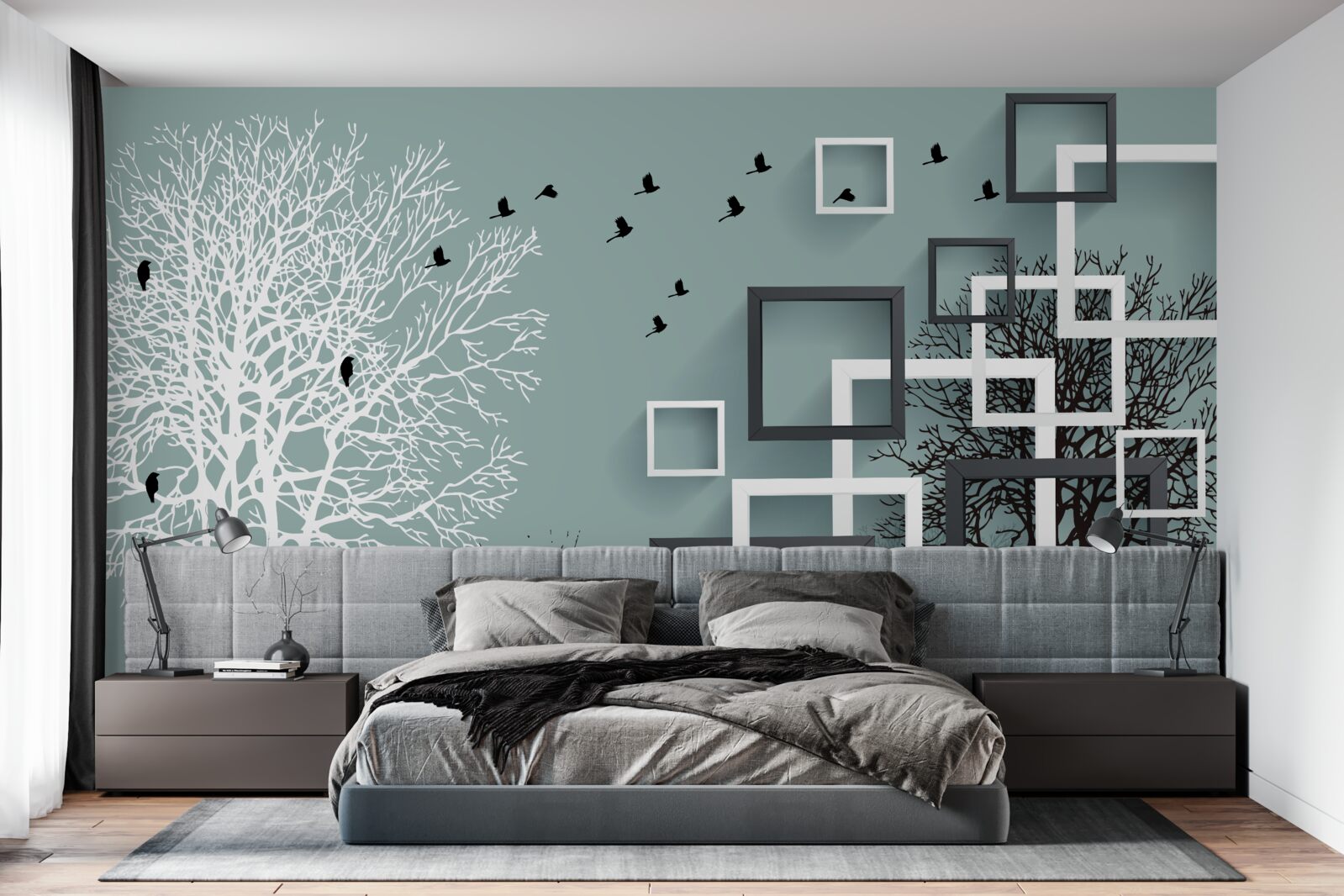 Fototapeta stromy, ktoré padali v zime a vtáky, ktoré odleteli do teplejších oblastí