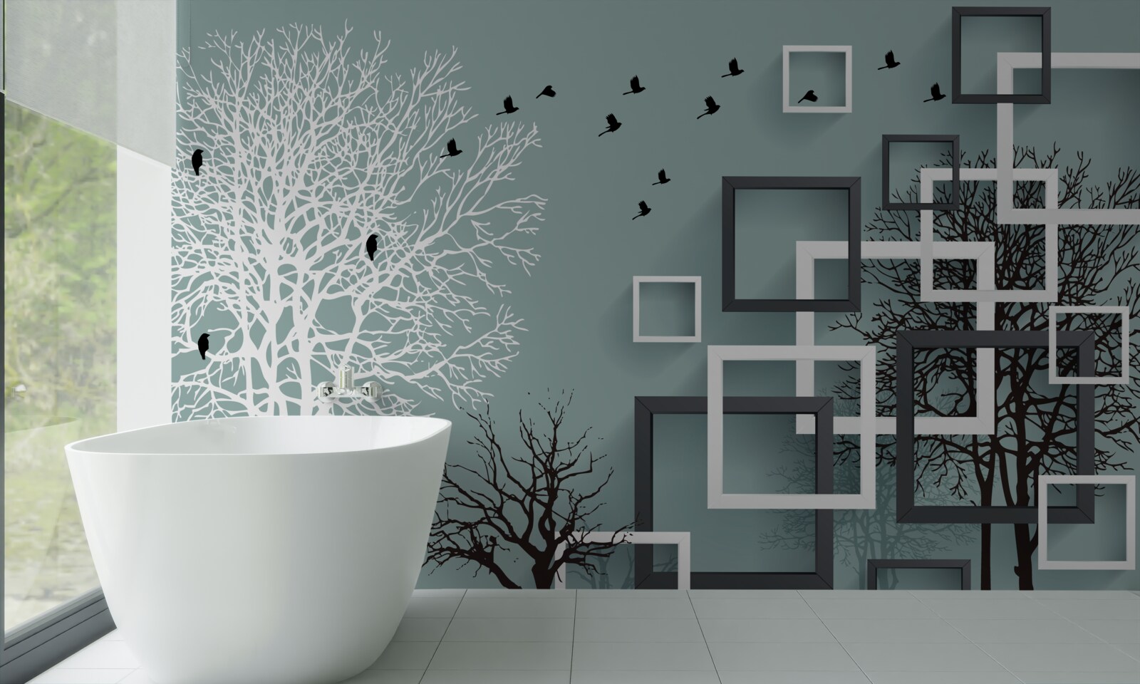 Fototapeta stromy, ktoré padali v zime a vtáky, ktoré odleteli do teplejších oblastí