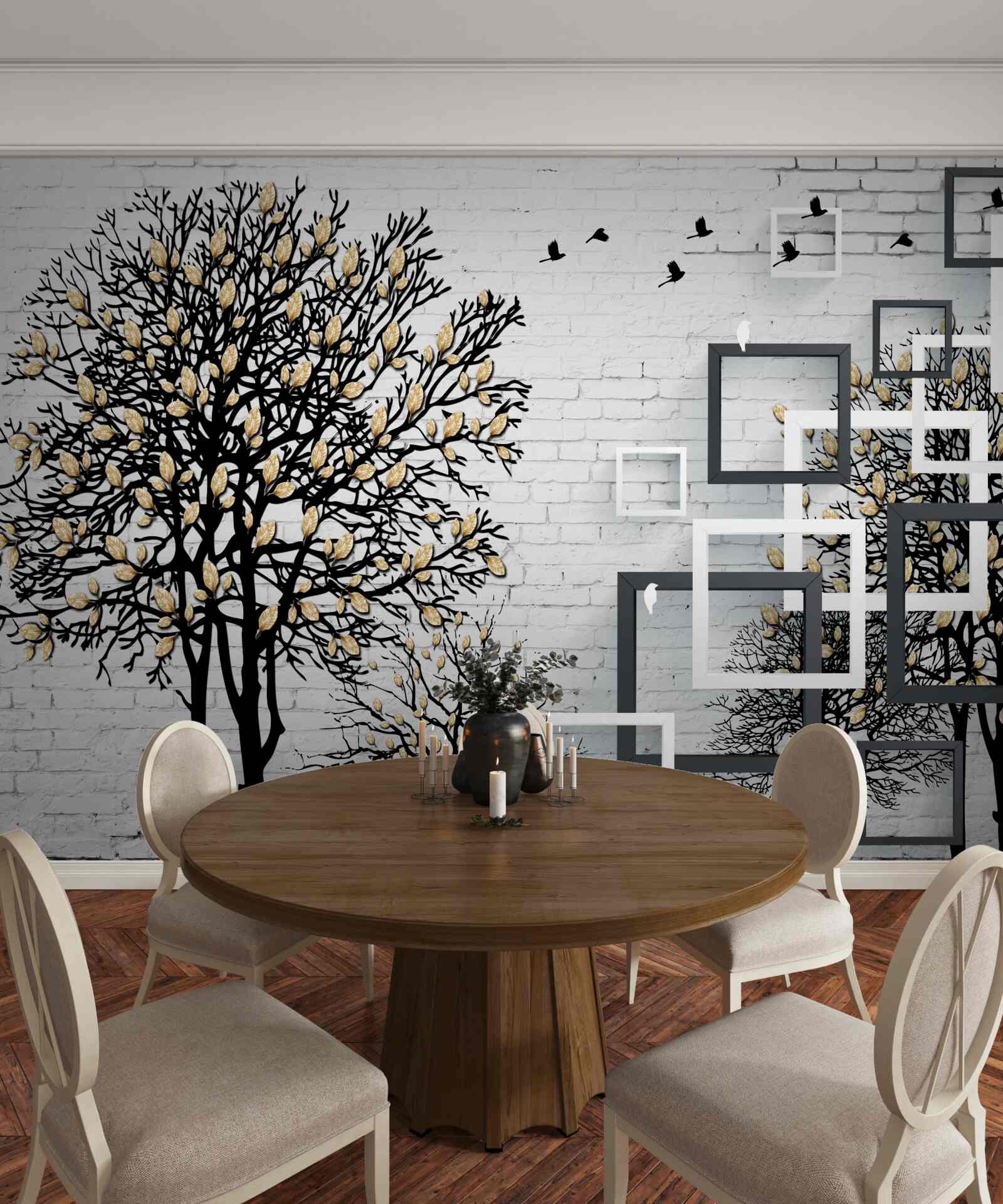 Fototapeta vtáky odlietajú zo stromu, ktorý stratil listy