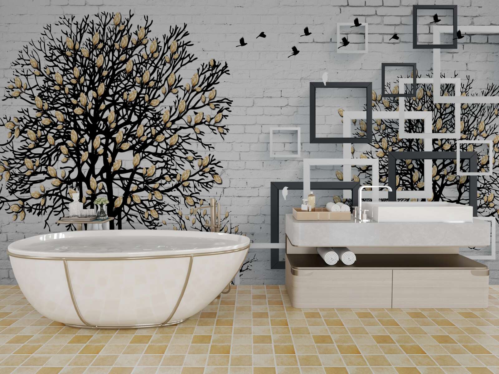 Fototapeta vtáky odlietajú zo stromu, ktorý stratil listy