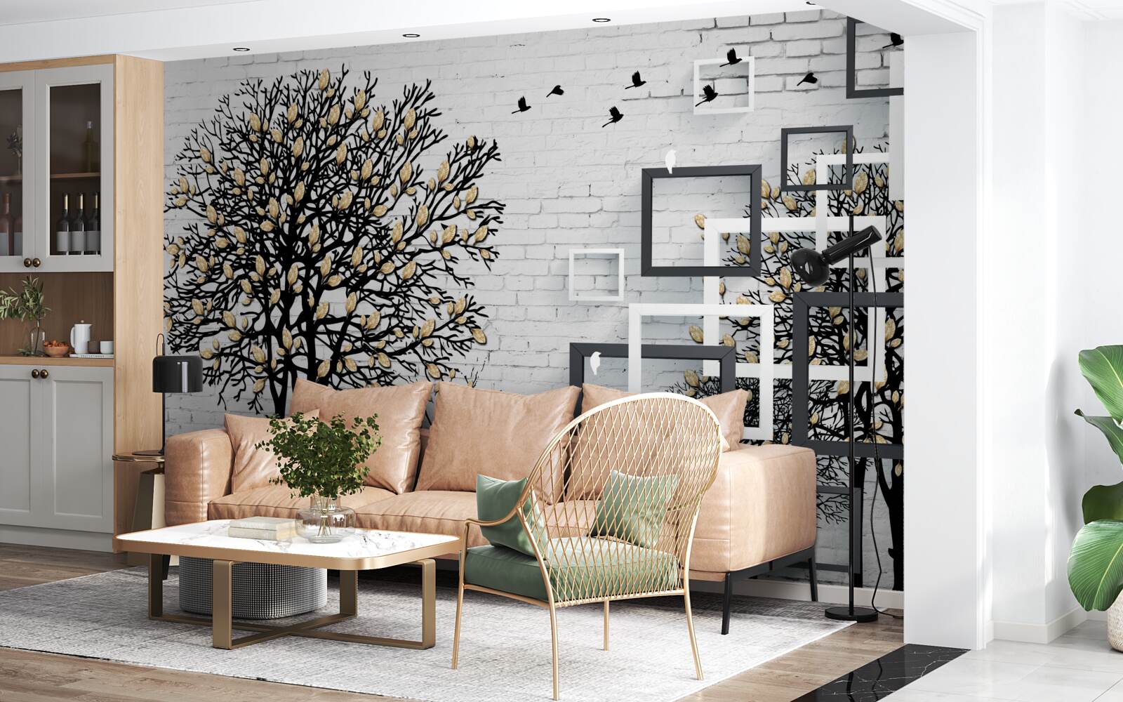 Fototapeta vtáky odlietajú zo stromu, ktorý stratil listy