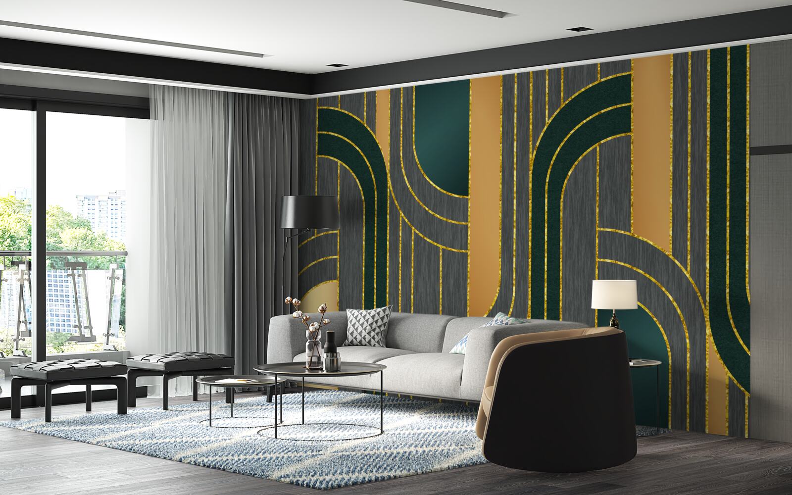 Fototapeta tmavé čiary, neustále a plynulo prechádzajúce jedna do druhej