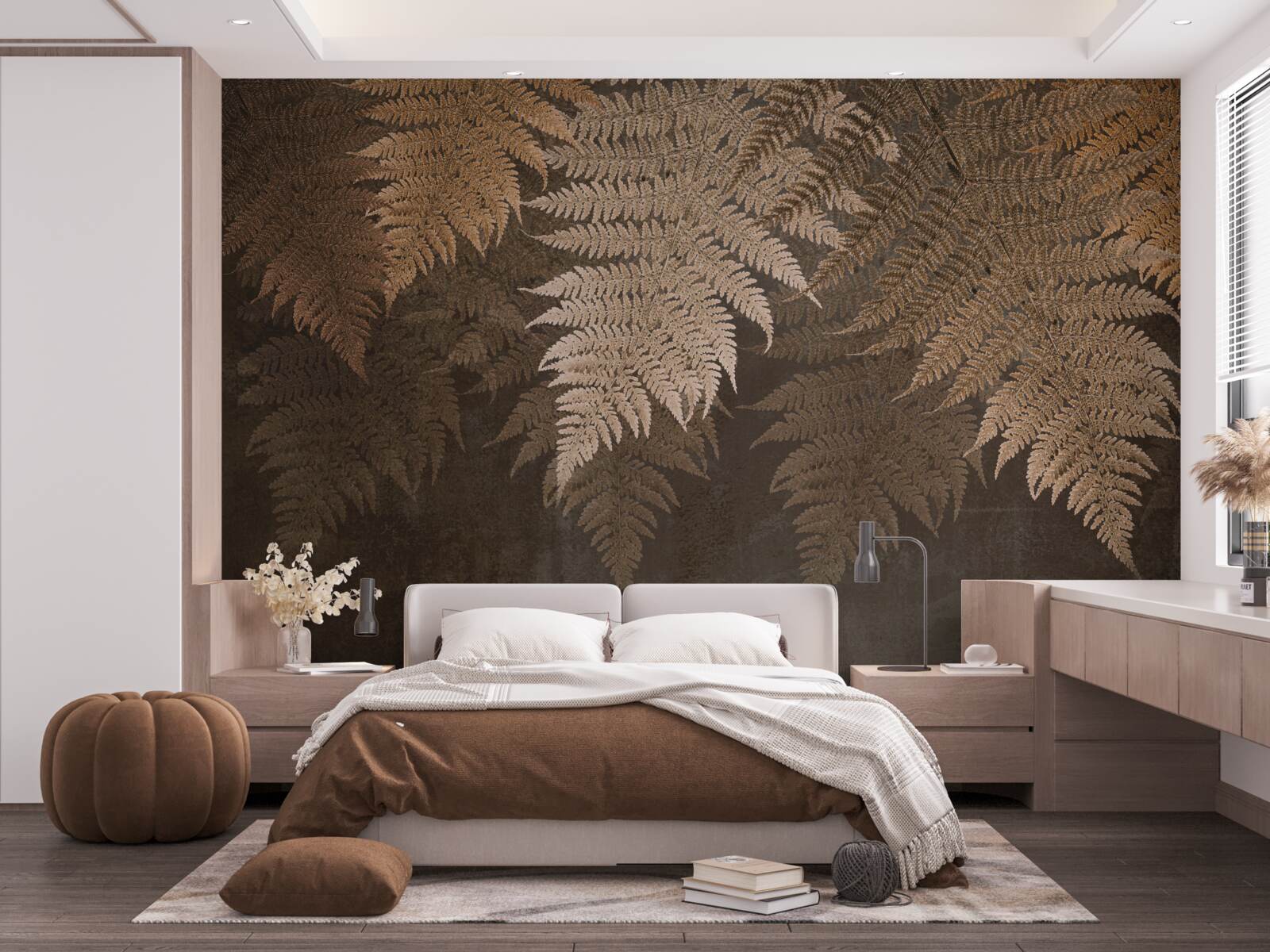 Fototapeta husté listy paprade na jeseň