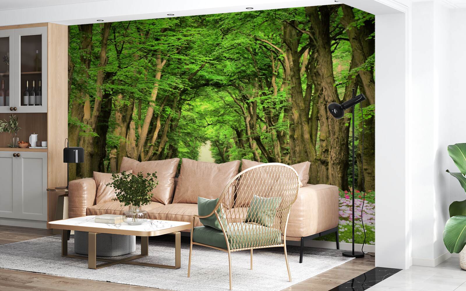 Fototapeta pohodlná cesta cez zelené húštiny lesa