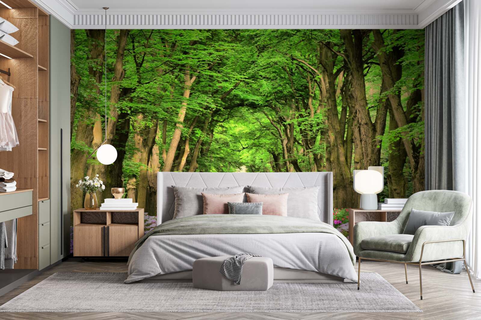 Fototapeta pohodlná cesta cez zelené húštiny lesa