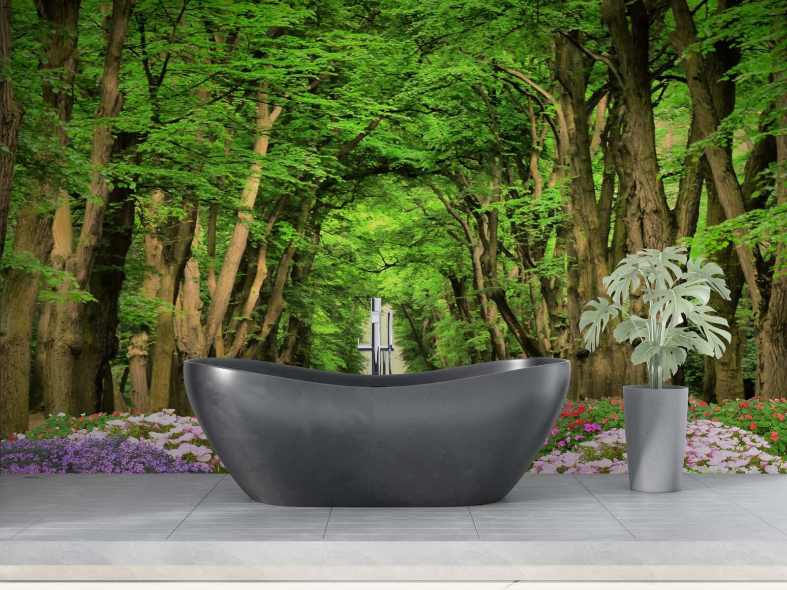 Fototapeta pohodlná cesta cez zelené húštiny lesa