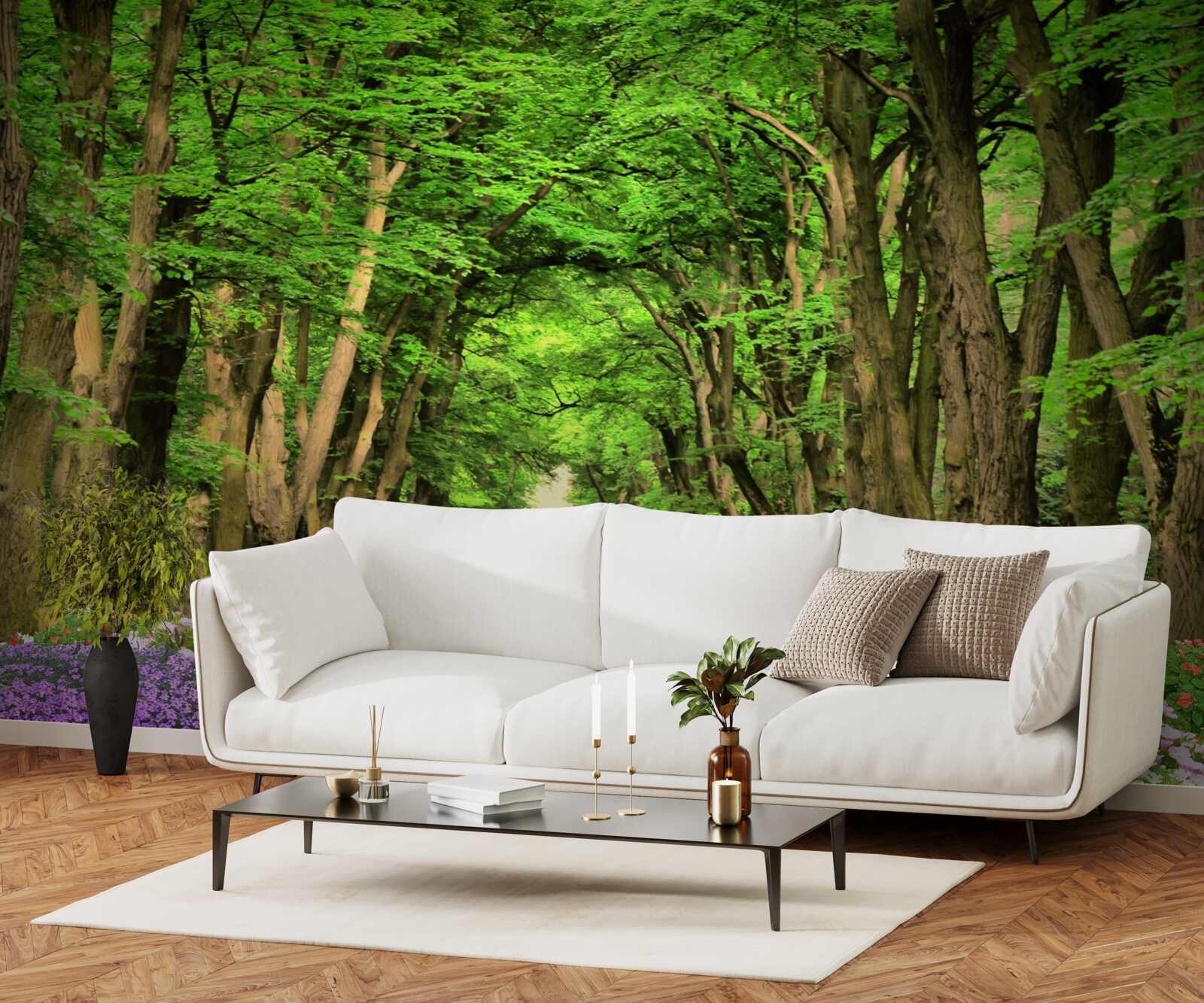 Fototapeta pohodlná cesta cez zelené húštiny lesa