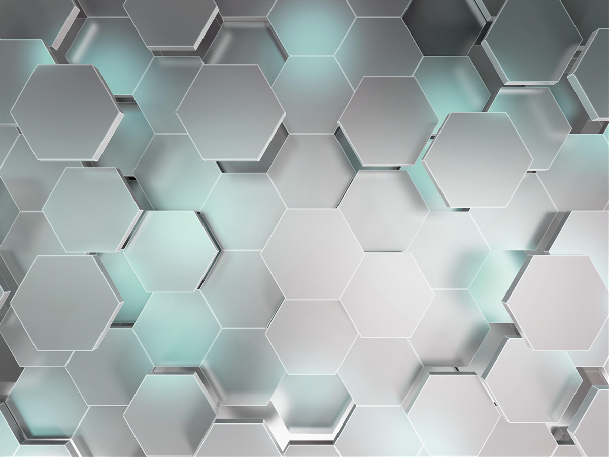 Fototapeta svetlo vyžarujúce šesťuholníky vznášajúce sa vo vzduchu