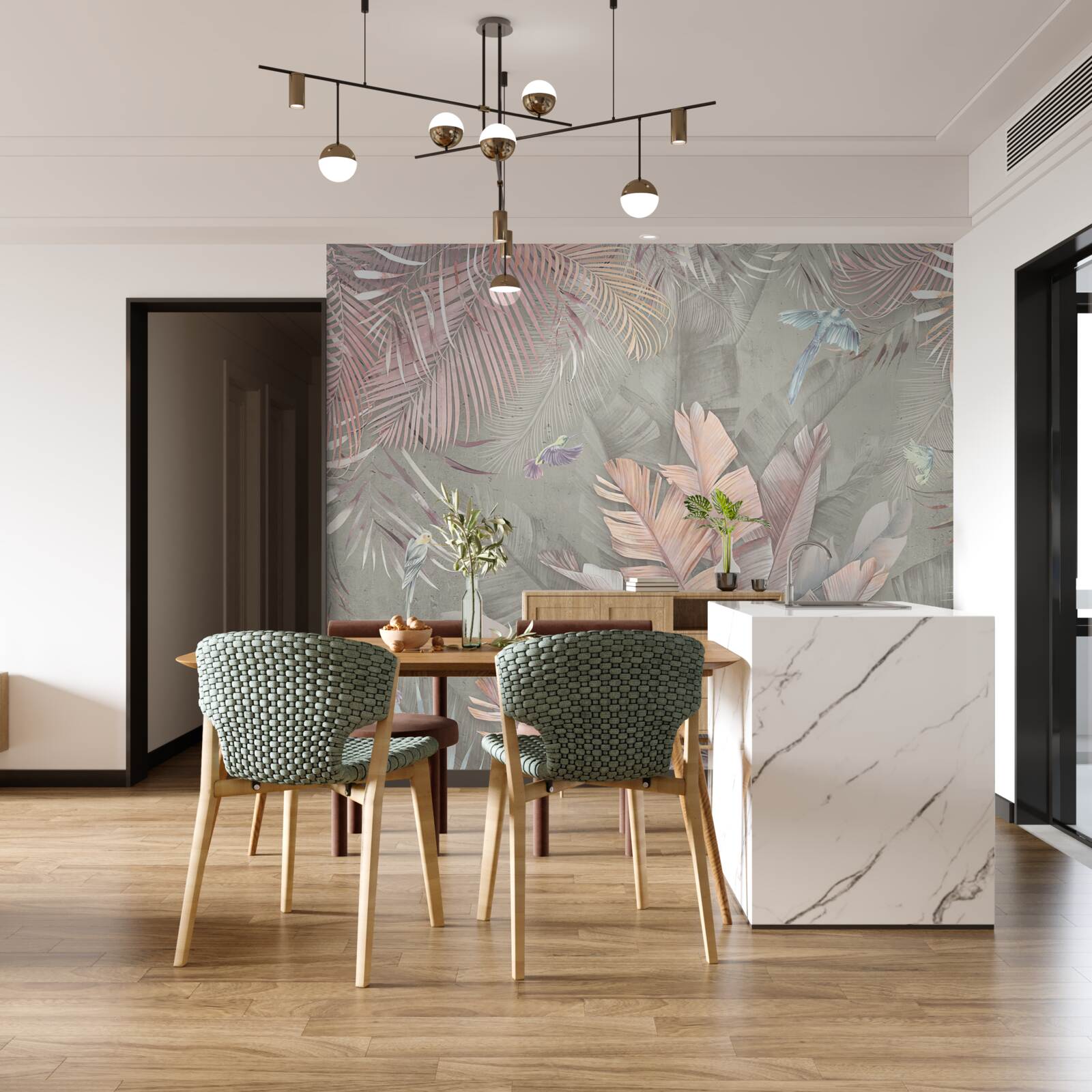 Fototapeta trópy s jemným ružovým odtieňom