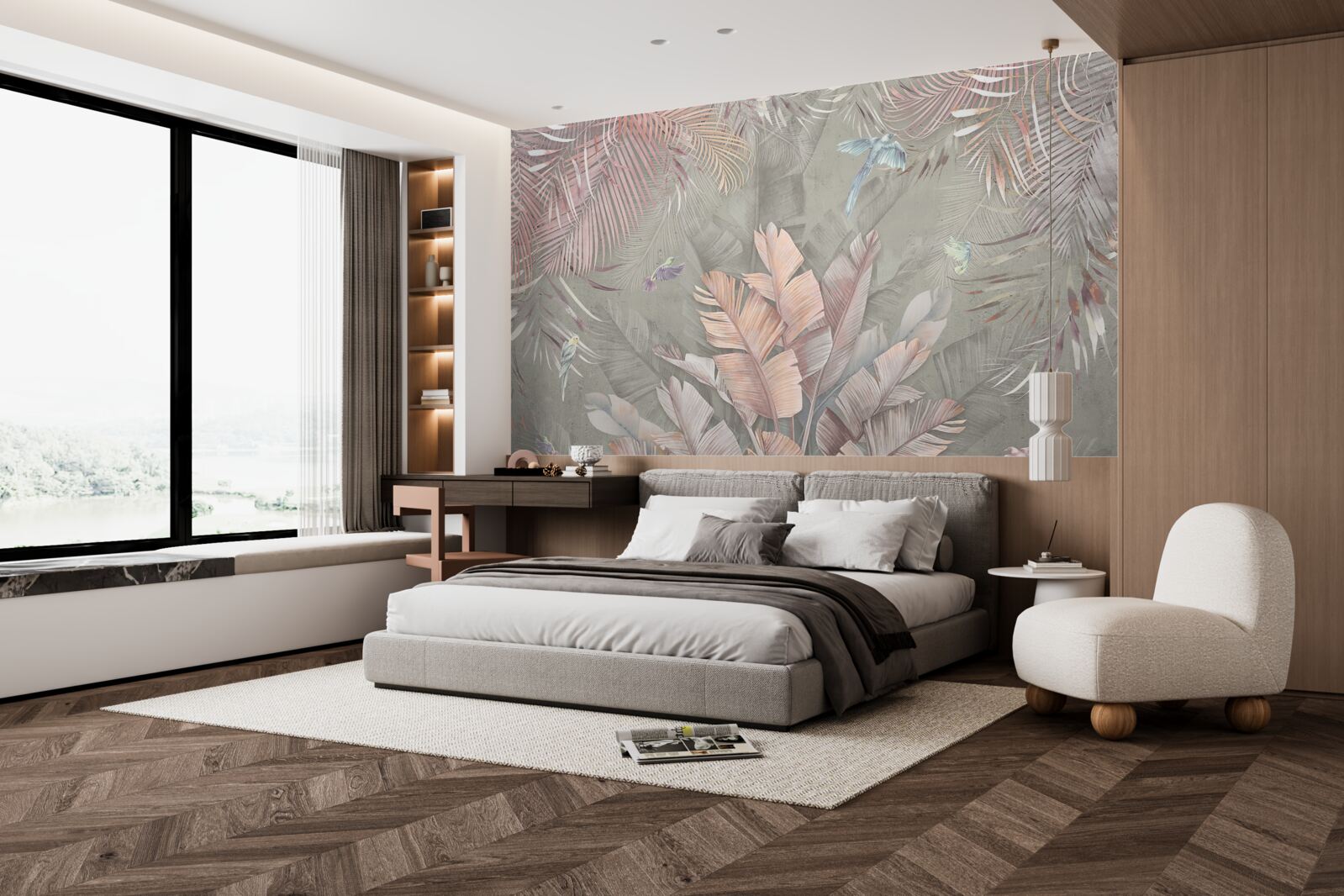 Fototapeta trópy s jemným ružovým odtieňom