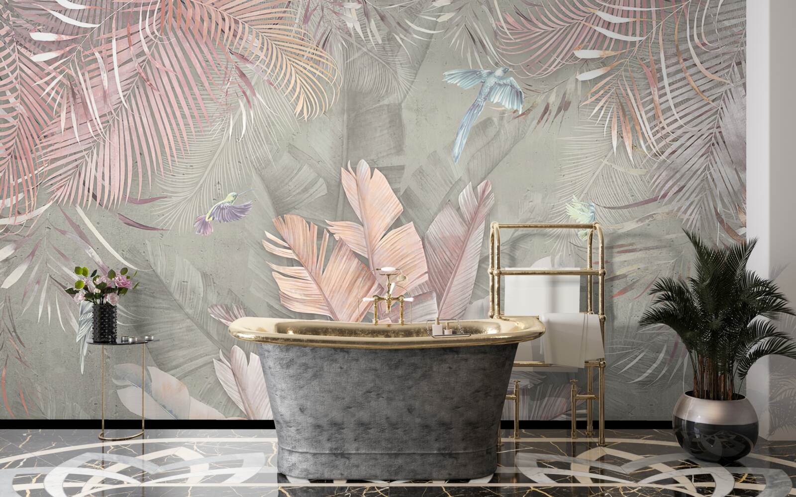 Fototapeta trópy s jemným ružovým odtieňom