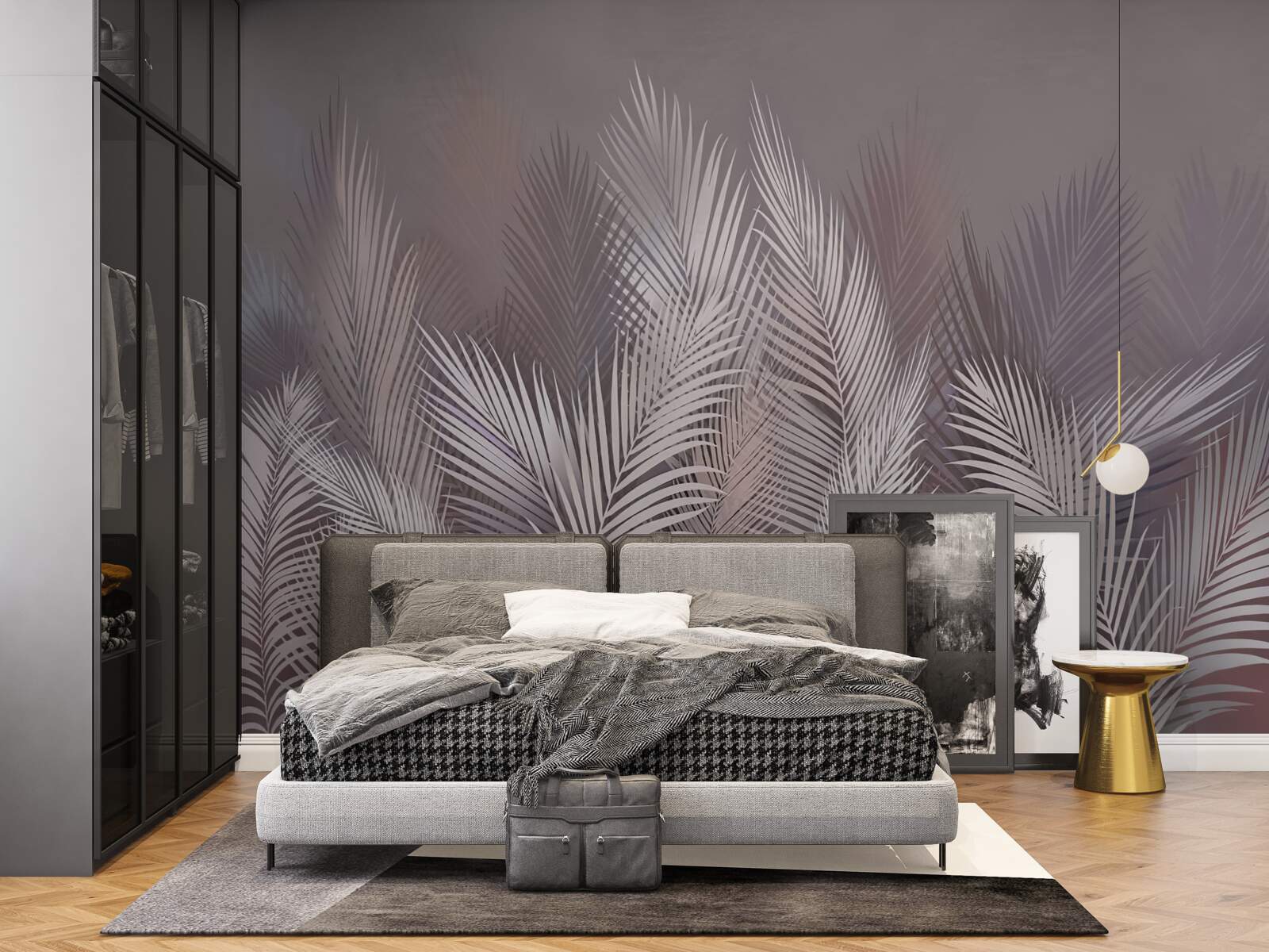 Fototapeta zahmlené pozadie dodáva bielym tropickým listom jedinečnú atmosféru