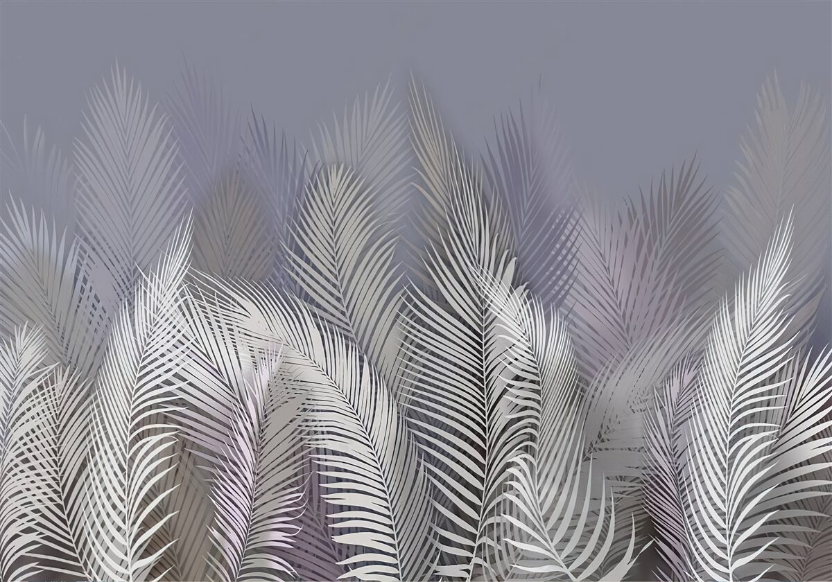 Fototapeta biele palmové listy v tme