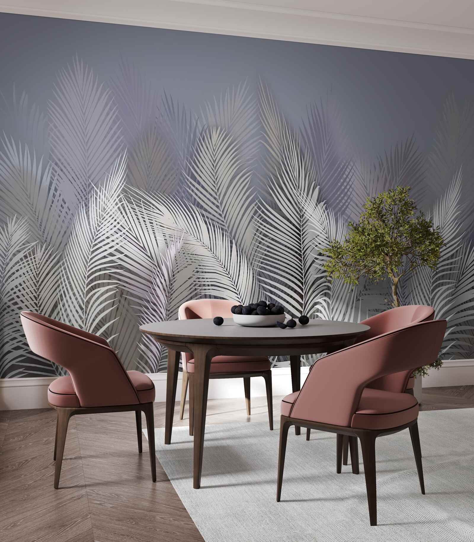 Fototapeta biele palmové listy v tme