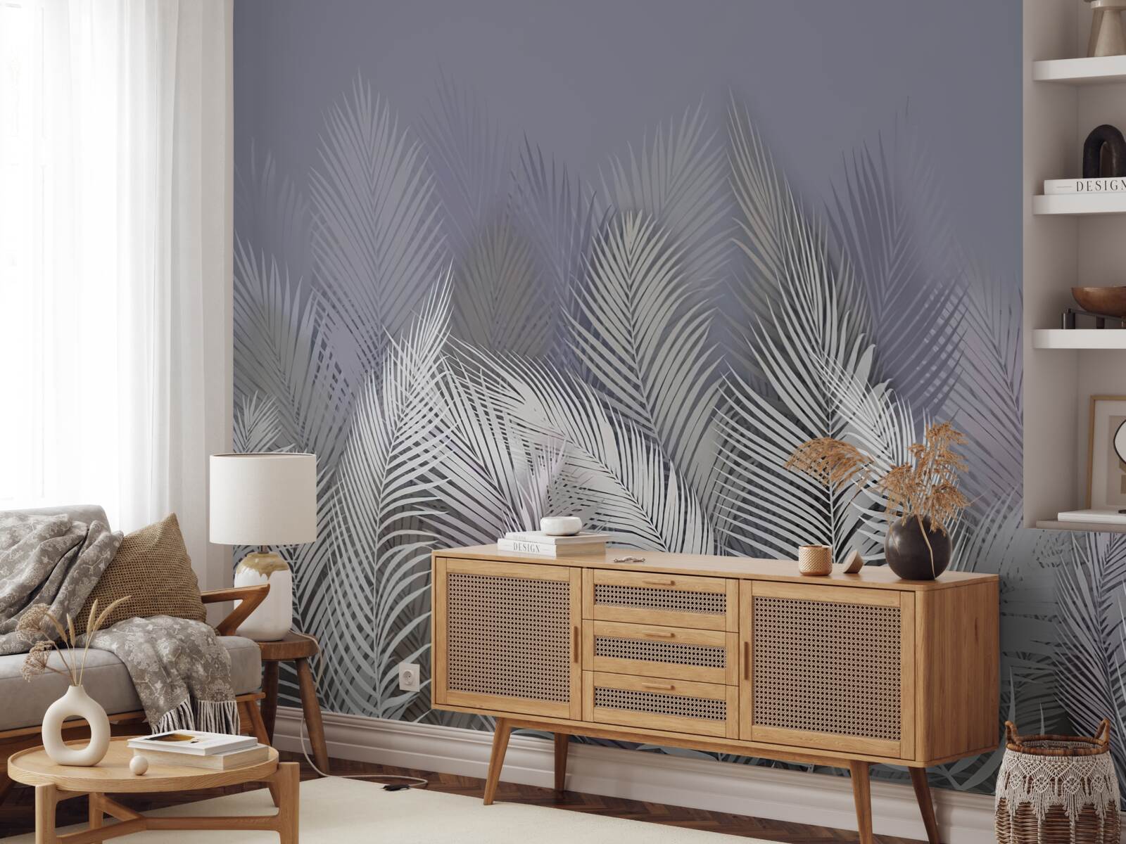 Fototapeta biele palmové listy v tme