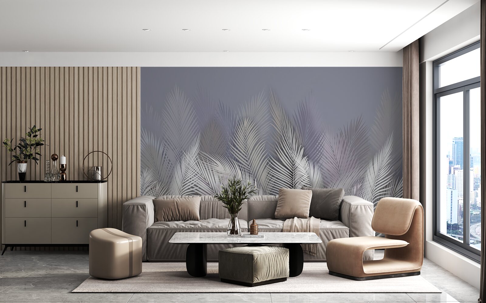 Fototapeta biele palmové listy v tme