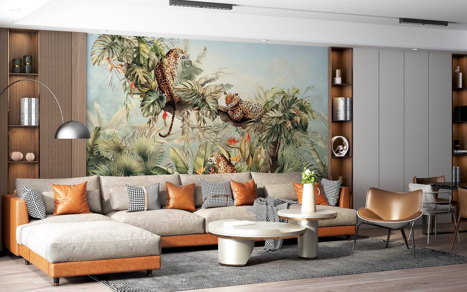 Fototapeta za úsvitu sa leopardy ukrývajú na strome