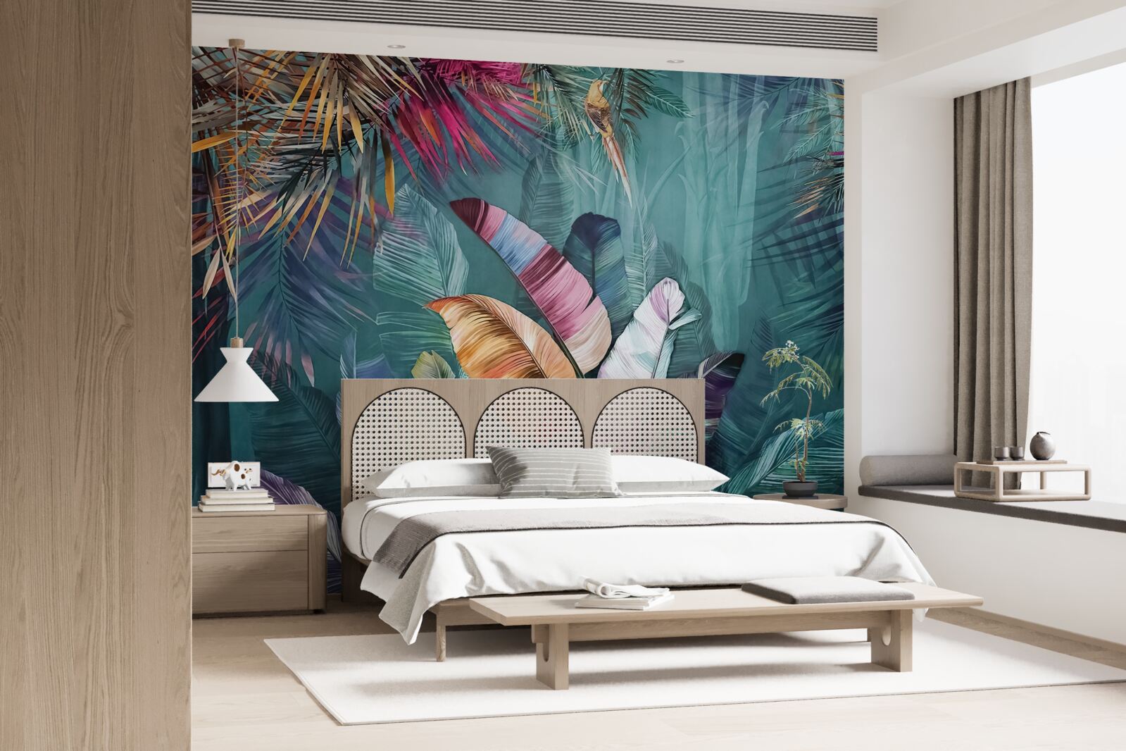 Fototapeta úžasná sada listov tropických stromov maľovaných v jesenných odtieňoch