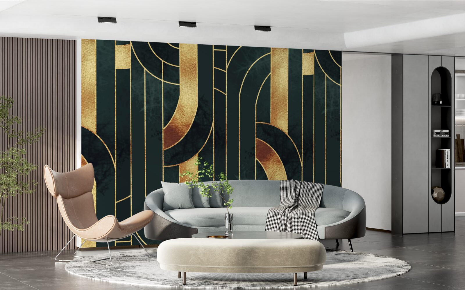 Fototapeta pôvabné línie zlata a smaragdu