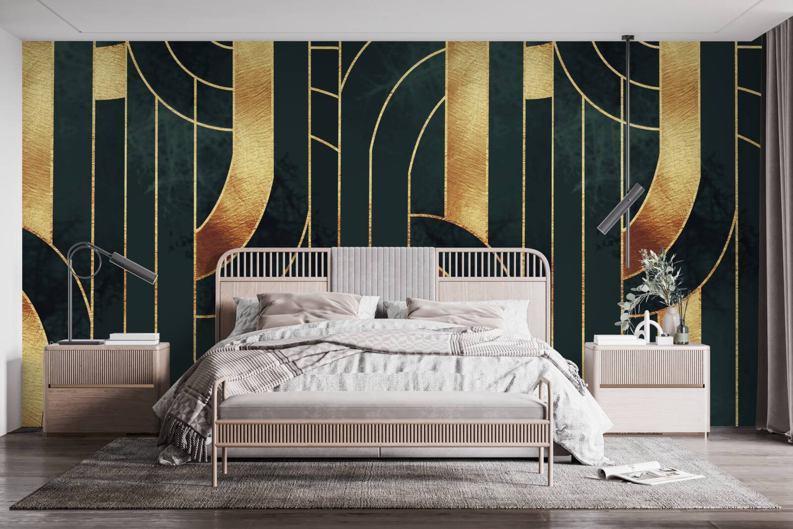 Fototapeta pôvabné línie zlata a smaragdu