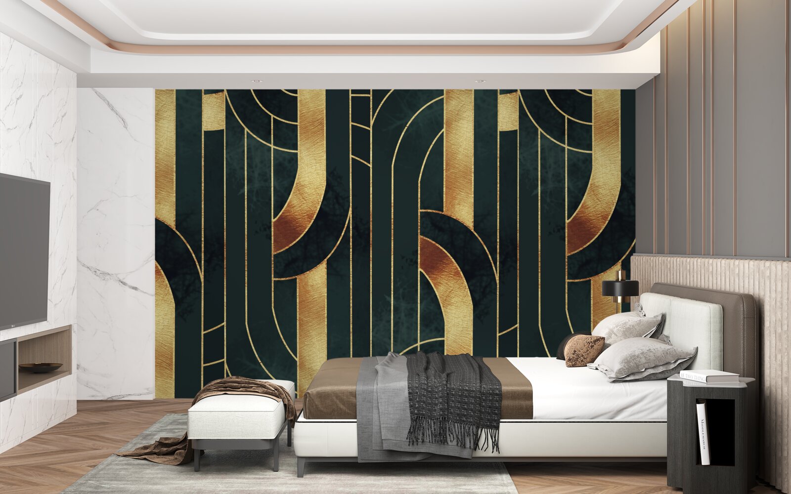 Fototapeta pôvabné línie zlata a smaragdu