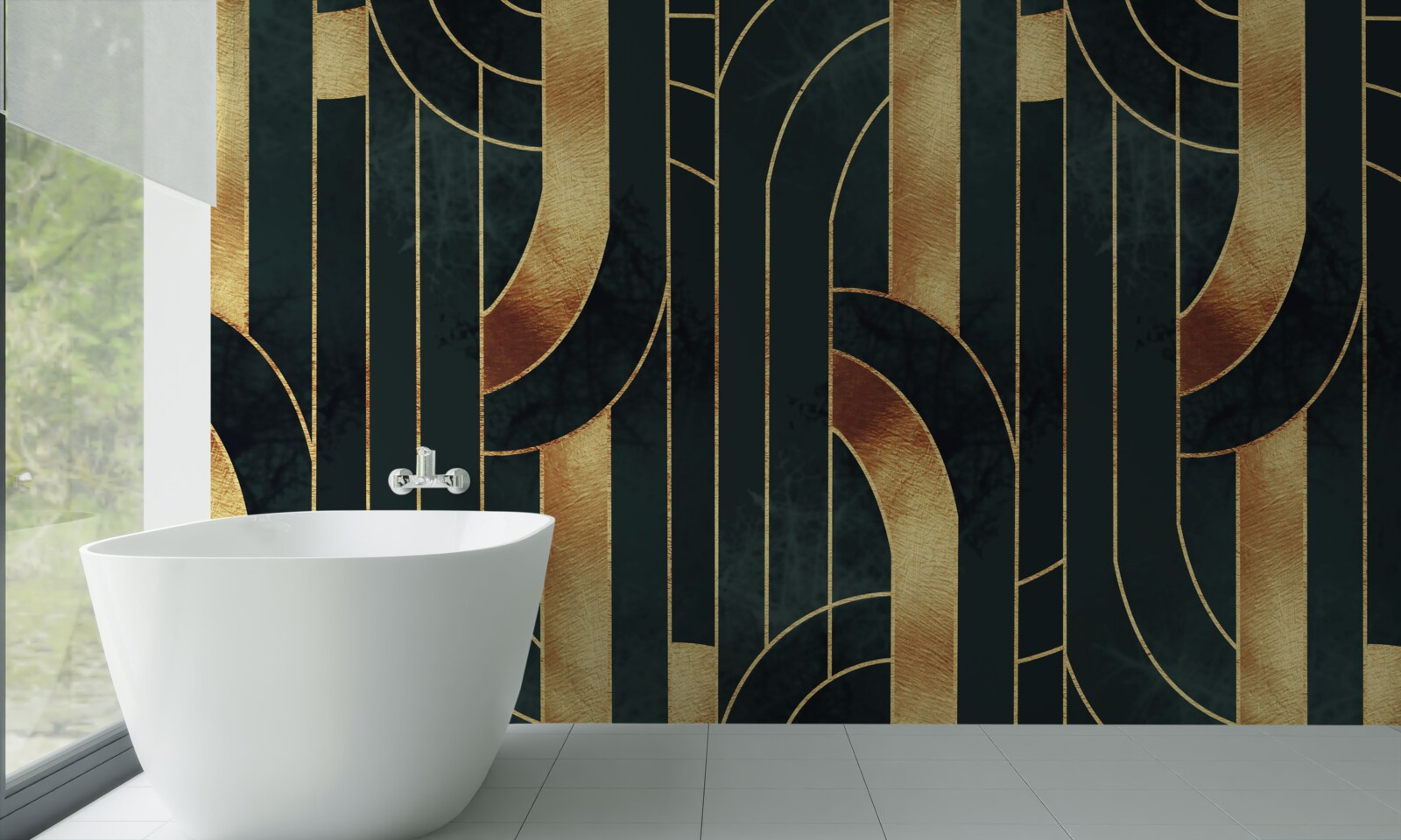 Fototapeta pôvabné línie zlata a smaragdu