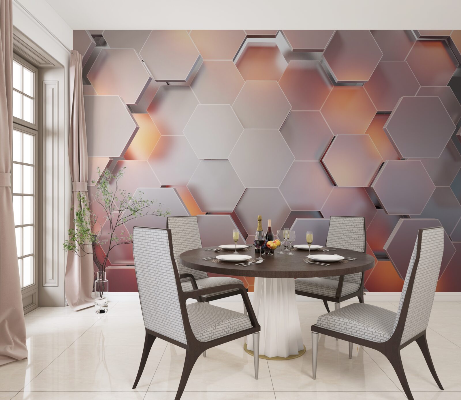 Fototapeta objemové šesťuholníky