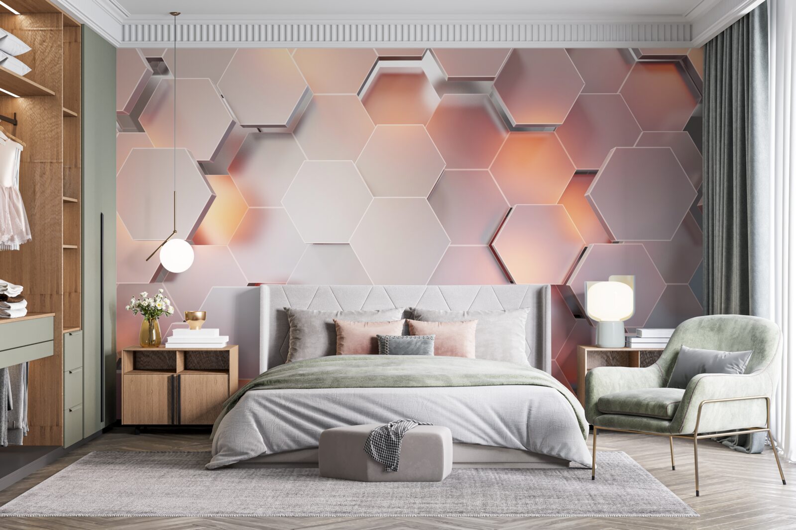 Fototapeta objemové šesťuholníky