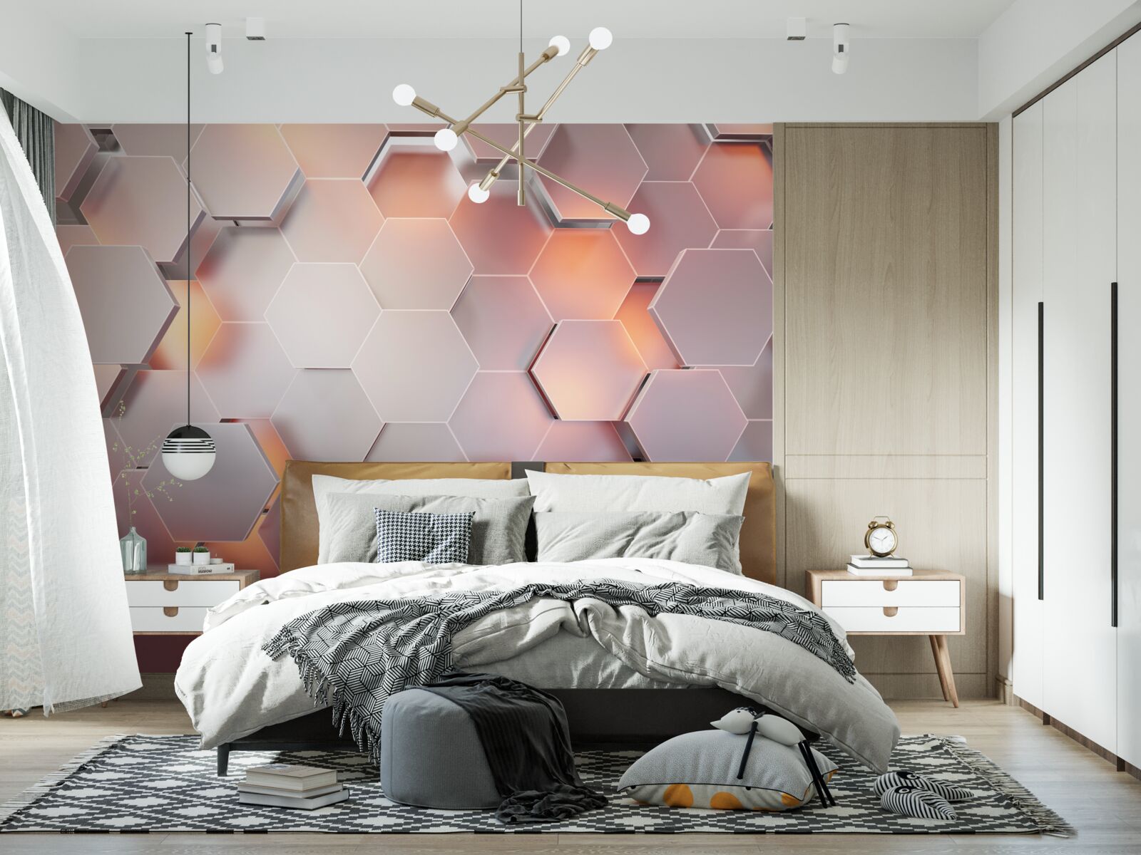 Fototapeta objemové šesťuholníky