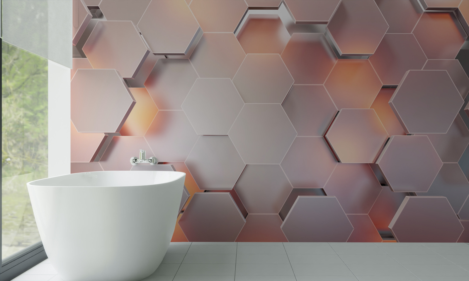 Fototapeta objemové šesťuholníky