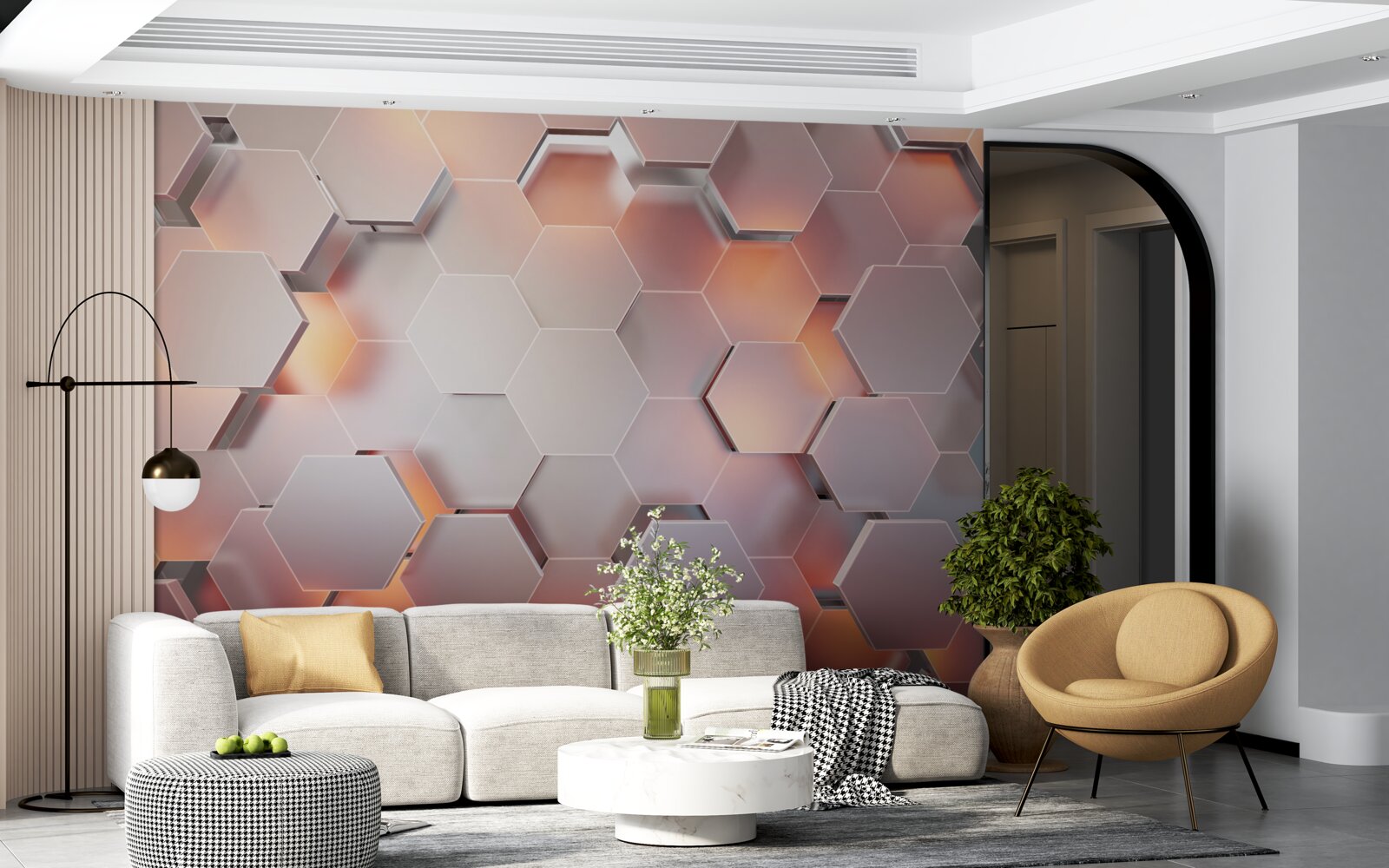 Fototapeta objemové šesťuholníky