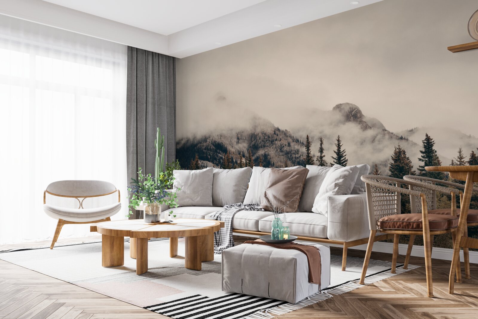 Fototapeta vysoké hory sú pokryté hmlou