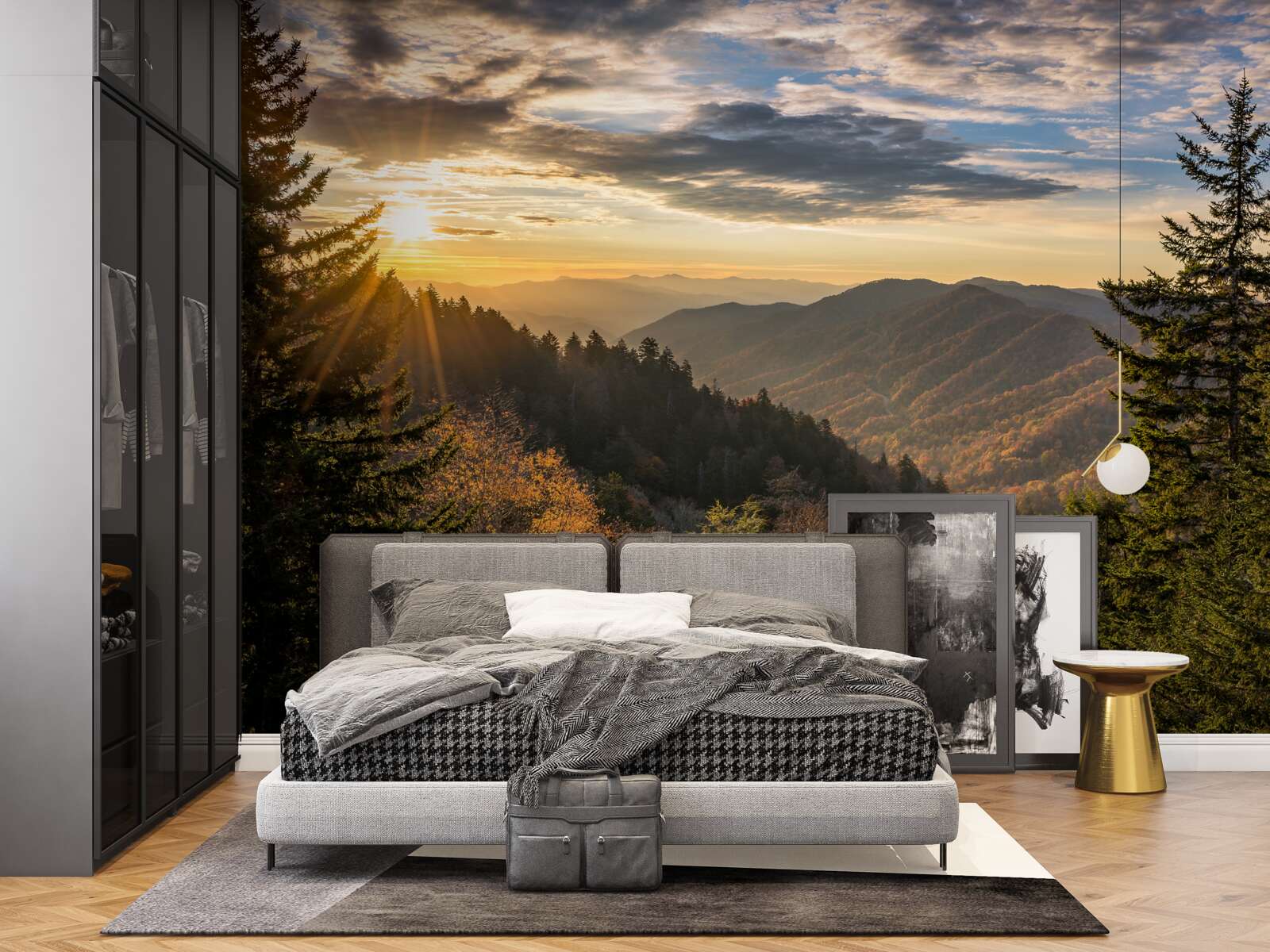 Fototapeta zapadajúce slnko nad vrcholkami hôr