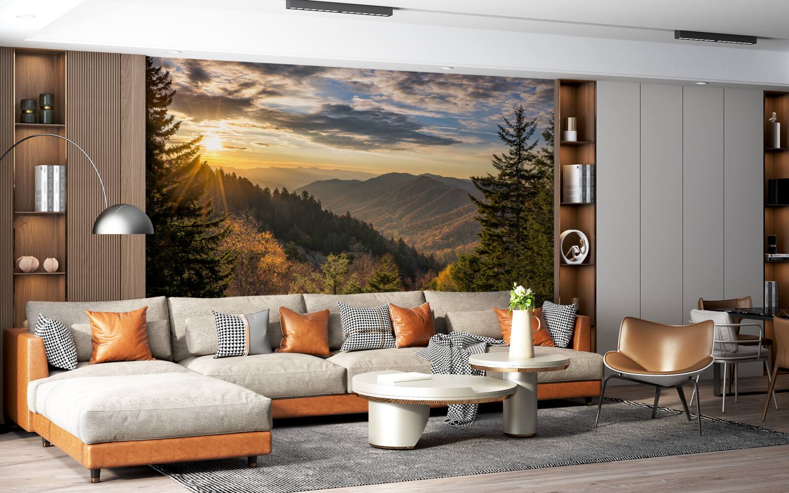 Fototapeta zapadajúce slnko nad vrcholkami hôr