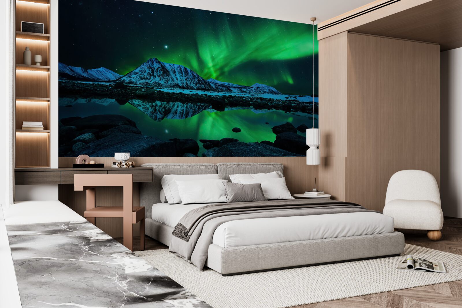 Fototapeta úžasná polárna žiara nad morom