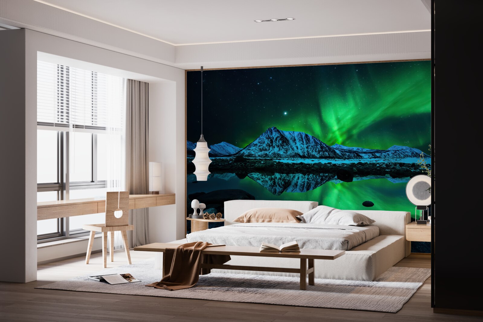 Fototapeta úžasná polárna žiara nad morom