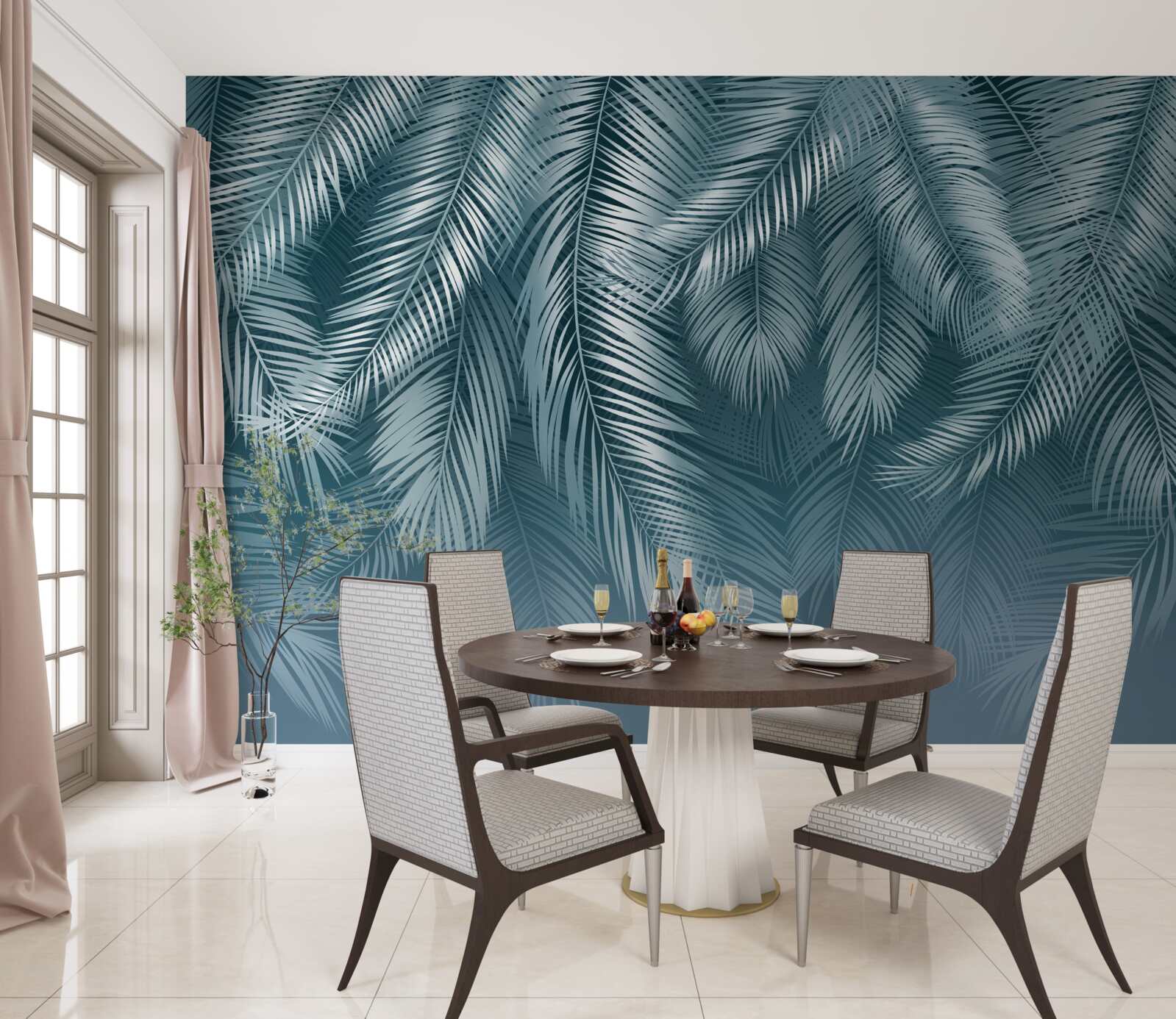 Fototapeta pierkové listy v tyrkysovom odtieni