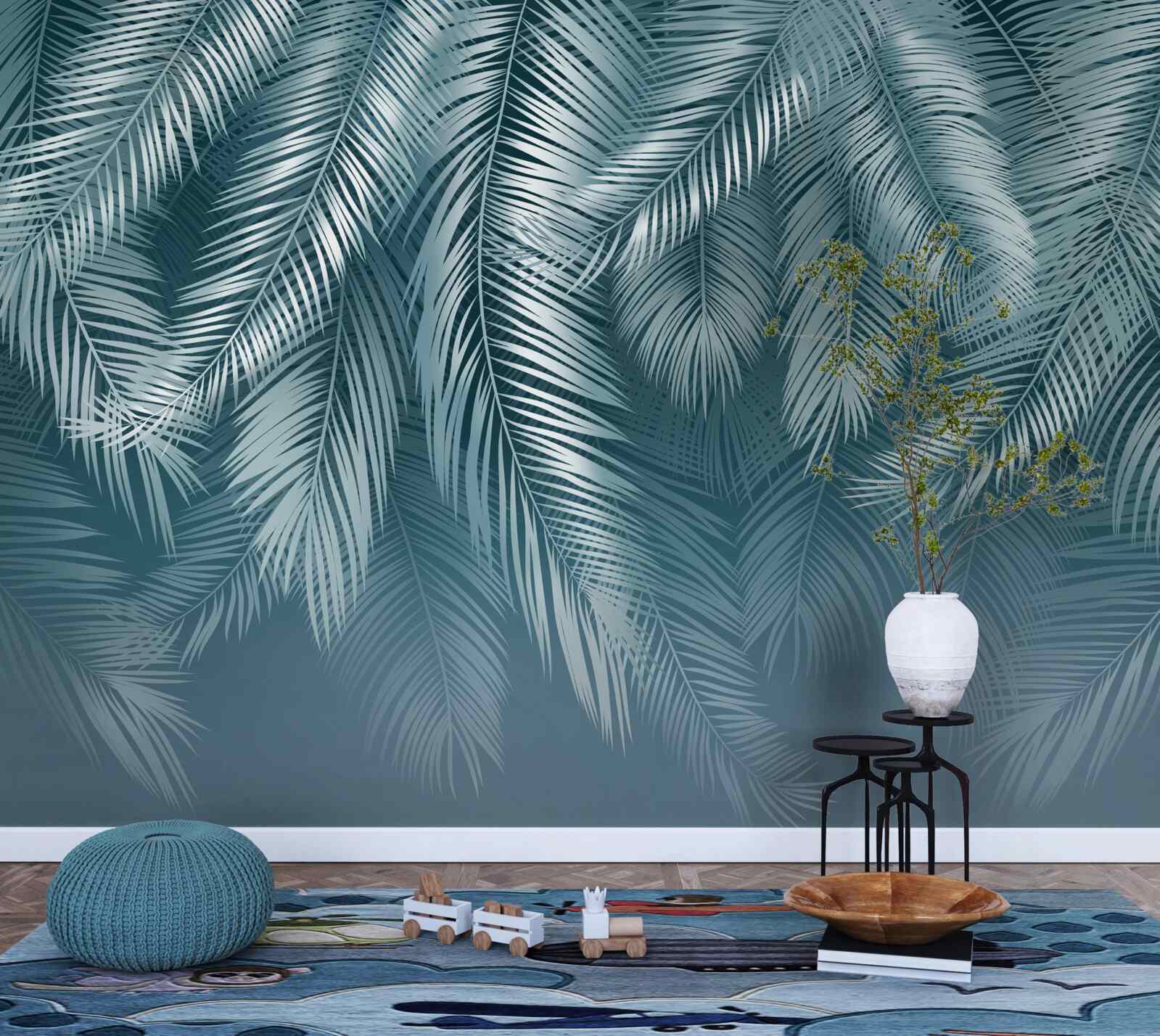 Fototapeta pierkové listy v tyrkysovom odtieni