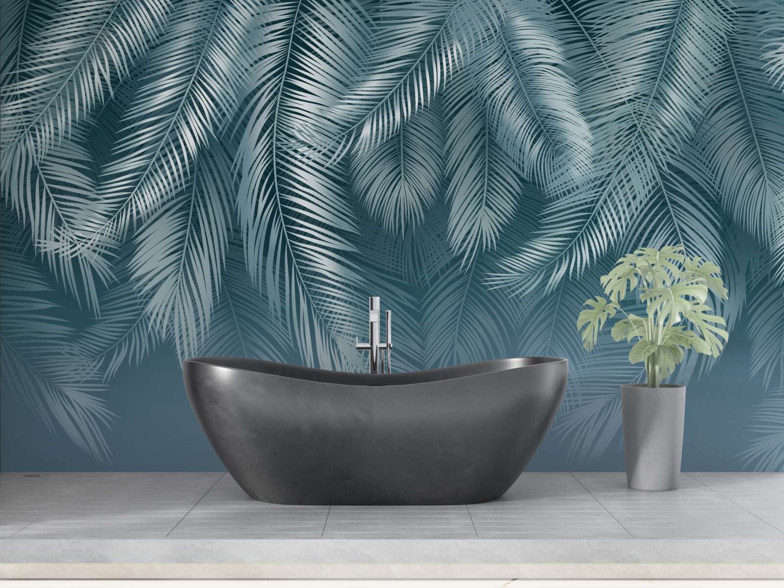 Fototapeta pierkové listy v tyrkysovom odtieni