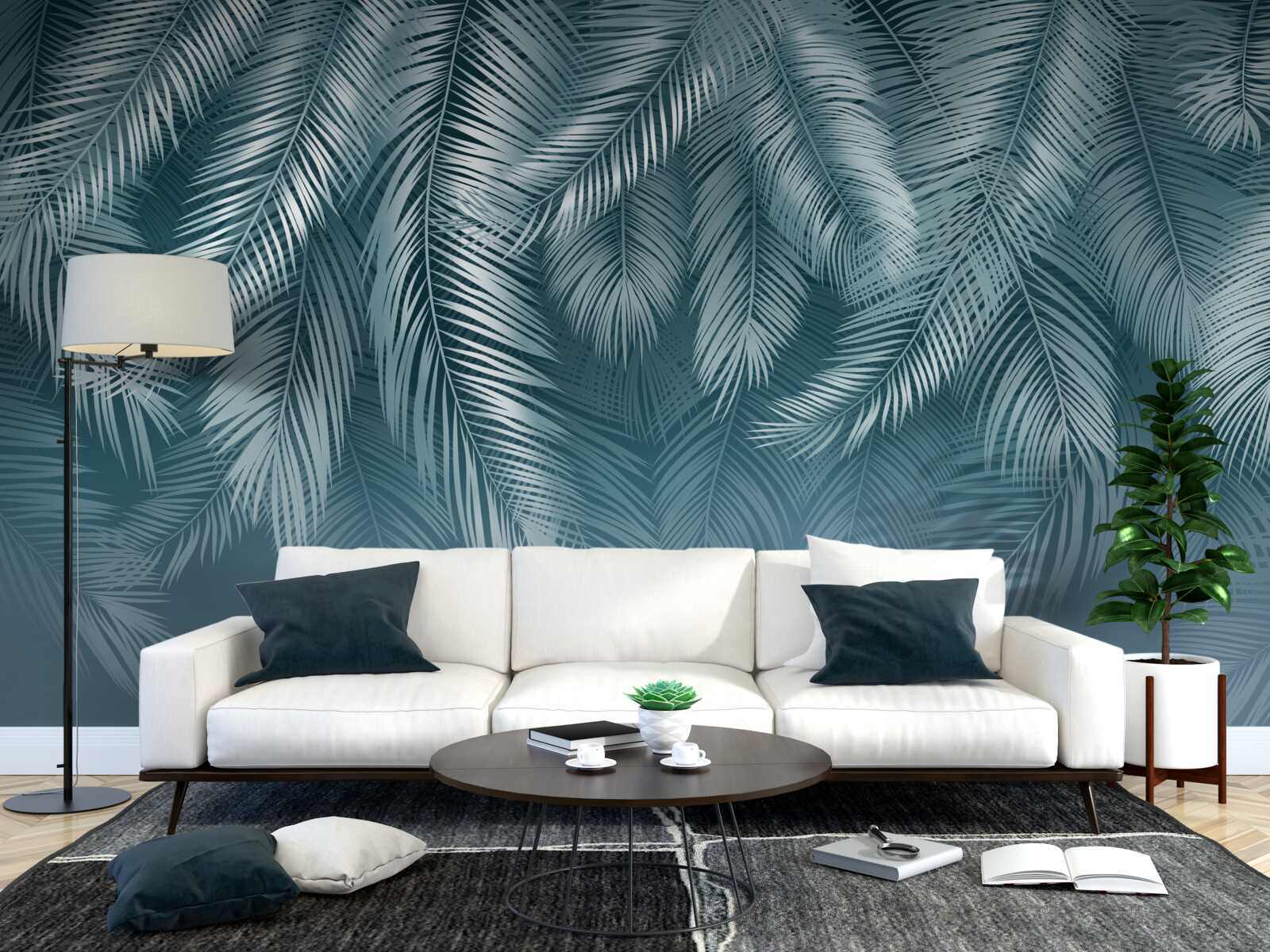 Fototapeta pierkové listy v tyrkysovom odtieni