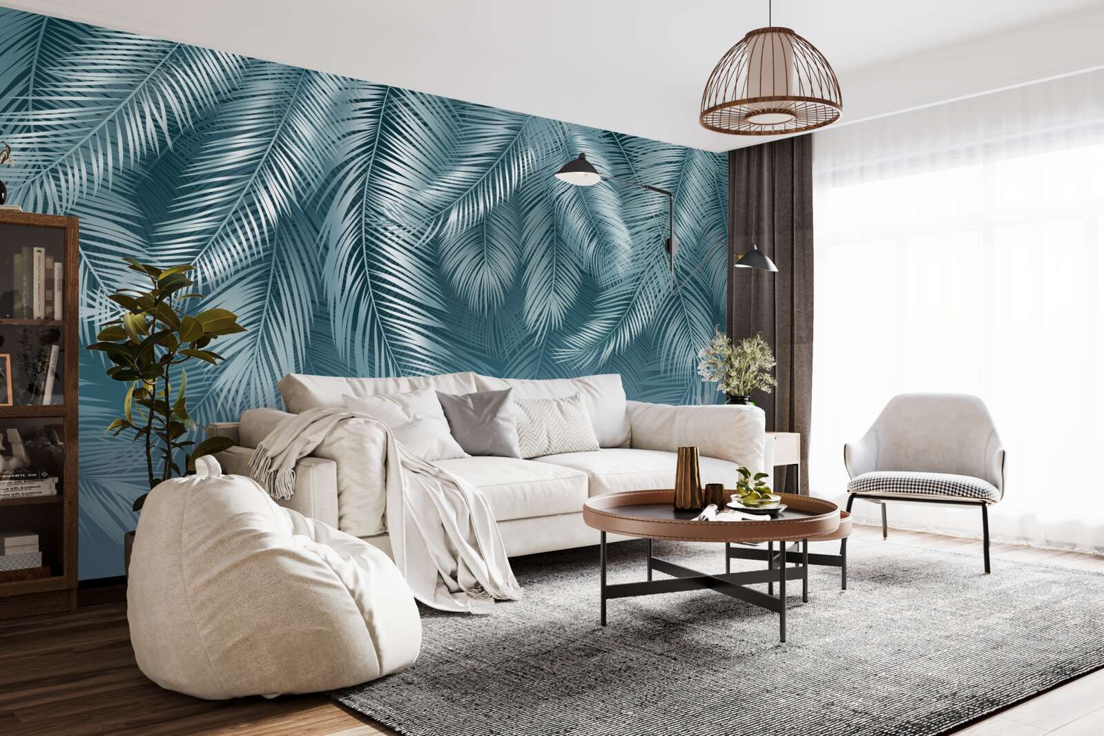 Fototapeta pierkové listy v tyrkysovom odtieni