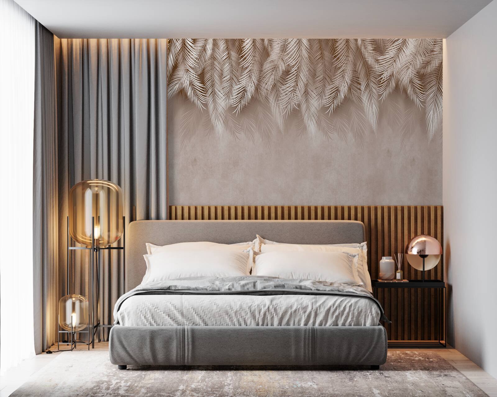 Fototapeta ružový podklad je zdobený bielymi palmovými listami