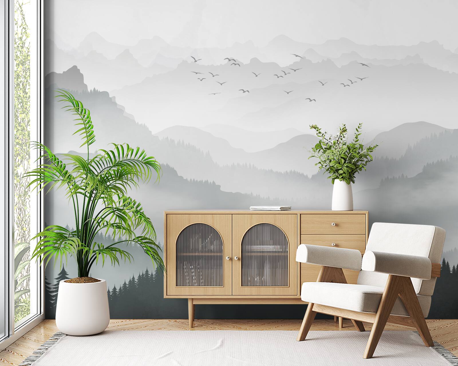 Fototapeta hmla husto pokrýva skalnaté štíty